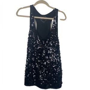 INC, women’s L sequined t-back tank top in black 🪩